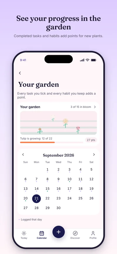 Garden marketing preview with example entries
